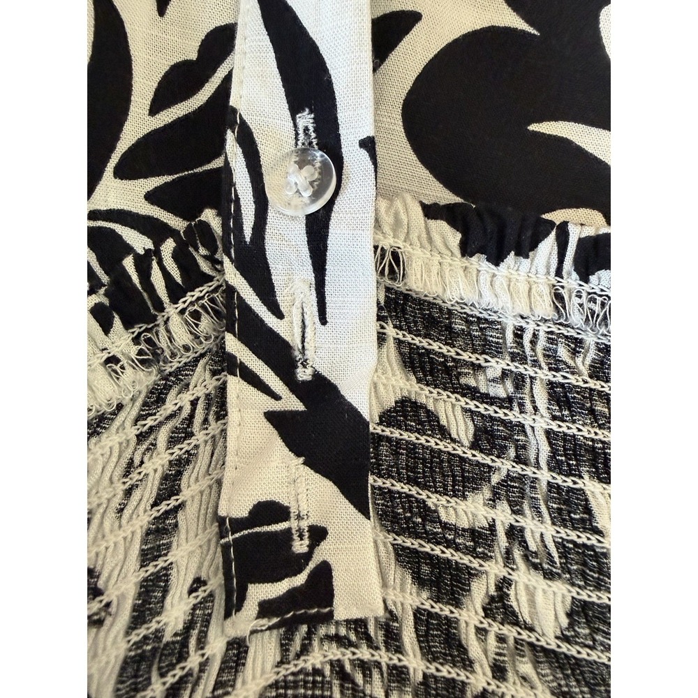 Knox Rose Black & White Floral Midi Dress Knot Keyhole Front and Smocked Back XS - Picture 9 of 10